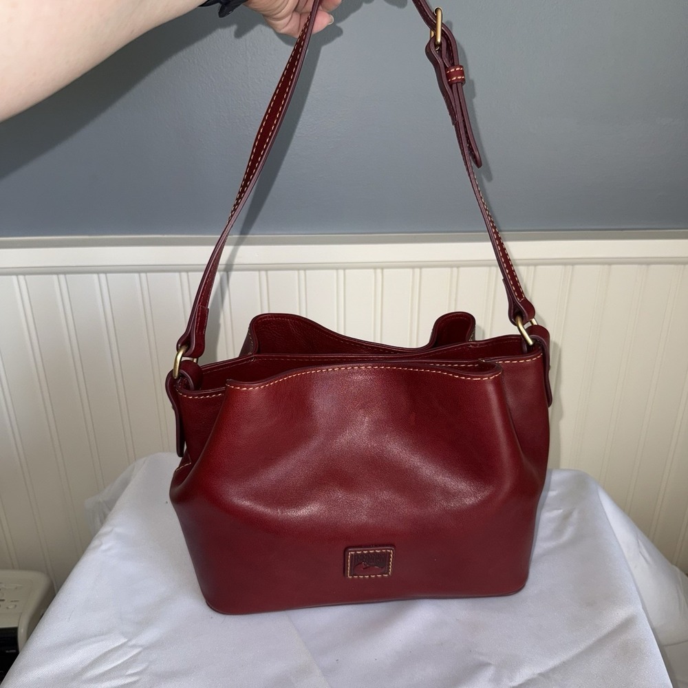 Dooney & Bourke Florentine Leather Mini Barlow Shoulder Bag Purse Bordeaux Red